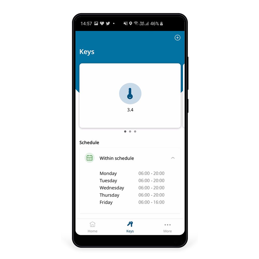 Image: ecran smartphone cu aplicația CLIQ program chei