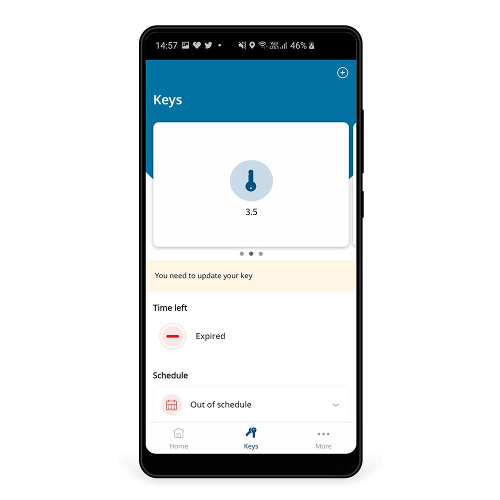 Image: ecran smartphone cu aplicația CLIQ cheie valida