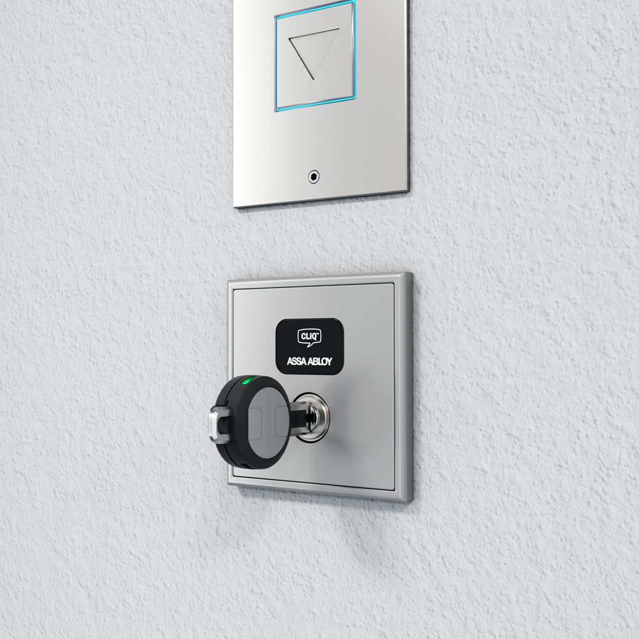 Image: cititor interior CLIQ montat într-un tablou de control lift