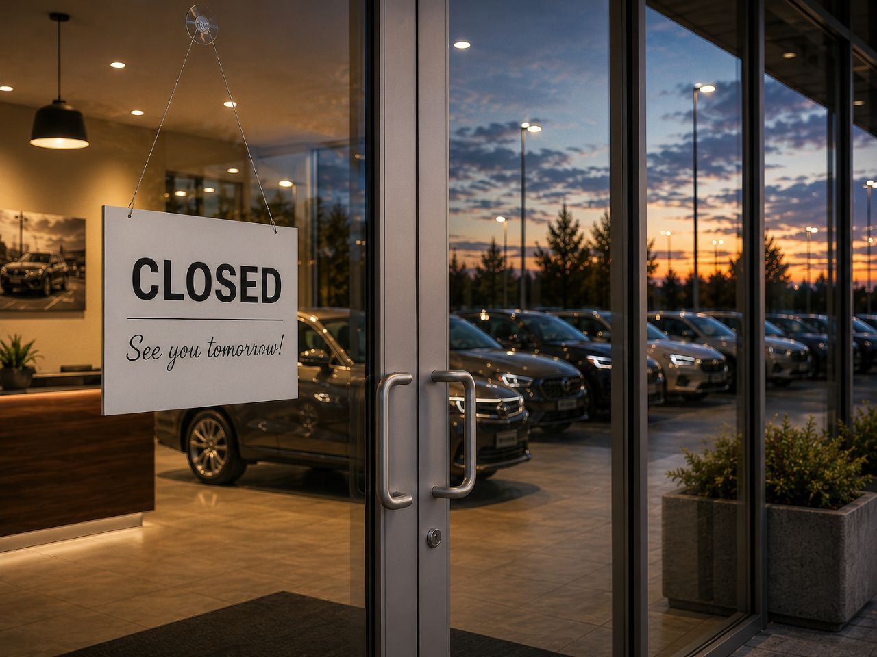 Closed sign in dealership lot
