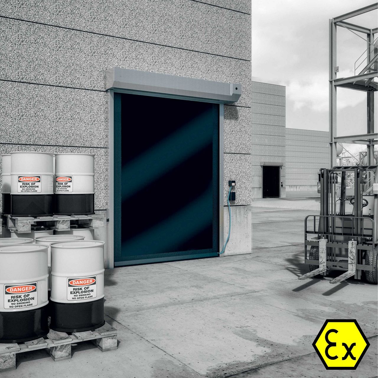 Een afbeelding van een zwarte Atex deur