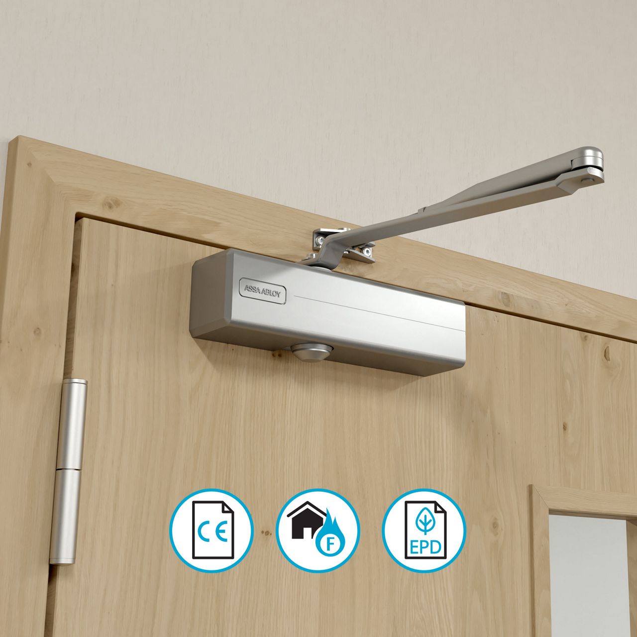 DC120 with link arm, door leaf mounting on hinge side
