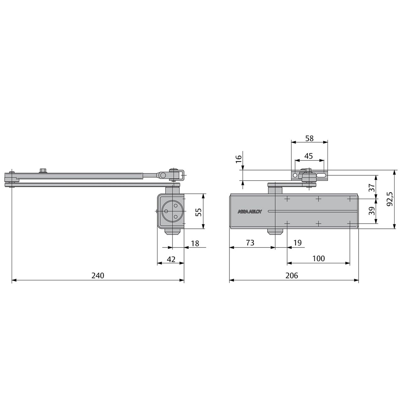 DC140, dimensions in mm