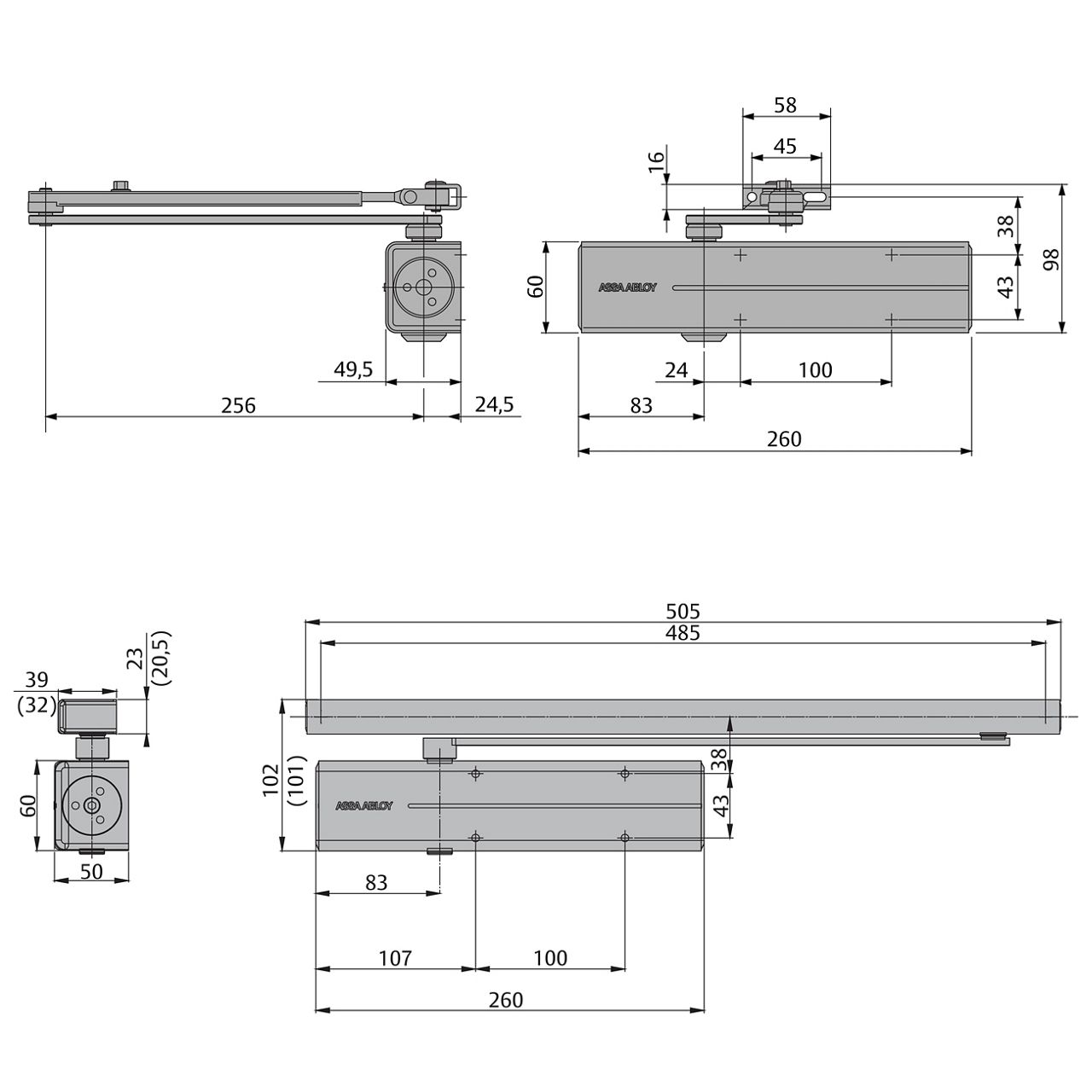Image: DC300, DC300G dimensions in mm