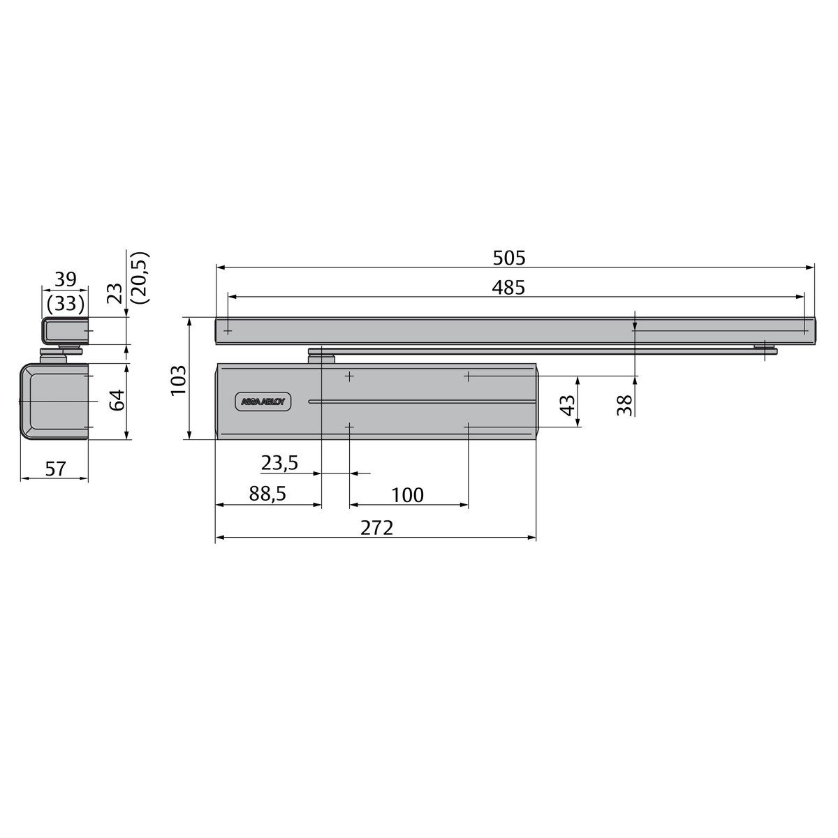 Image: DC500, G195 (G193) dimensions in mm