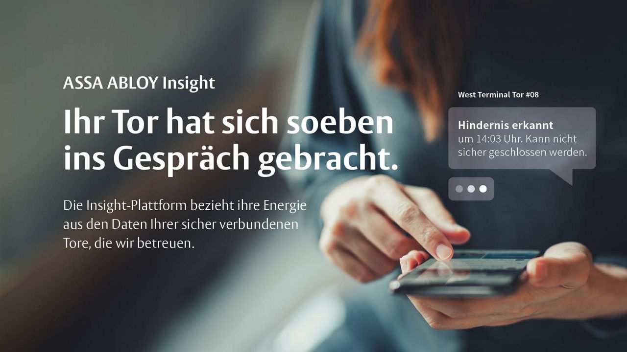 ASSA ABLOY Insight nutzt die Daten vernetzter Türen und Tore, um Betriebsabläufe zu optimieren, die Tor- und Türleistung zu steigern und die Serviceeffizienz zu erhöhen.