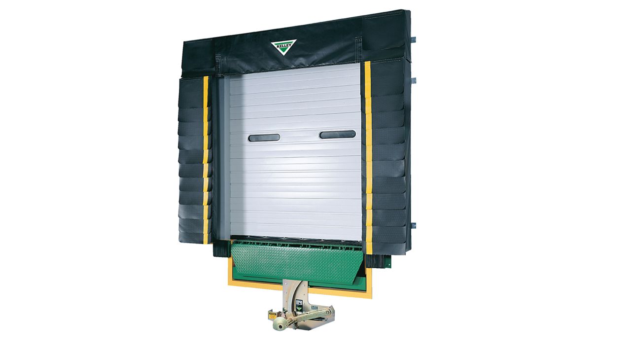 A durable foam dock seal featuring an L-shaped side pad and a head curtain to accommodate varying trailer heights while maintaining a secure seal against external elements.