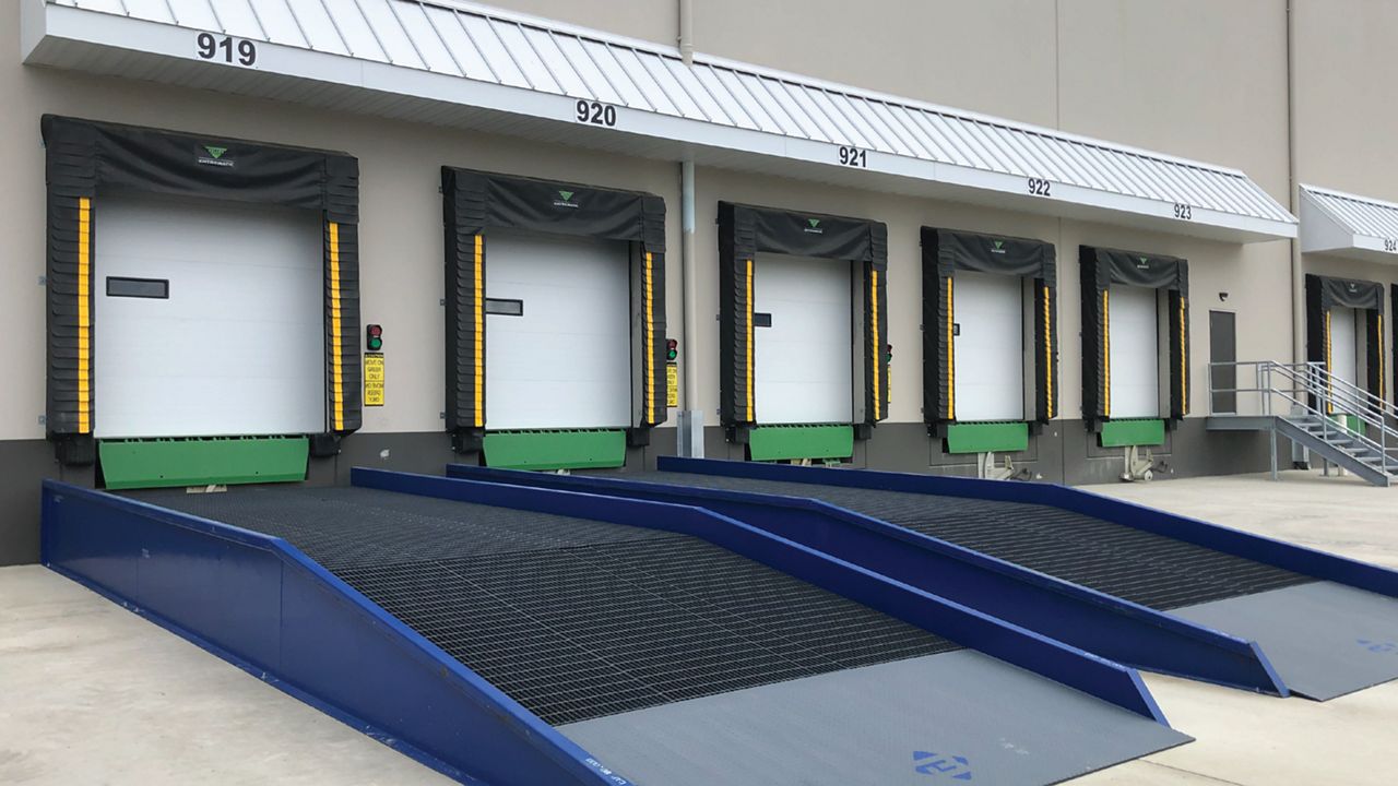 A line of foam dock seals installed outside.