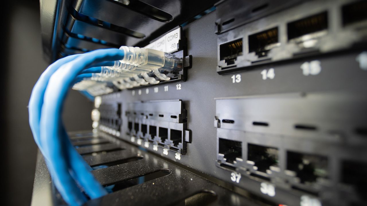 Close up image of cables in a data rack