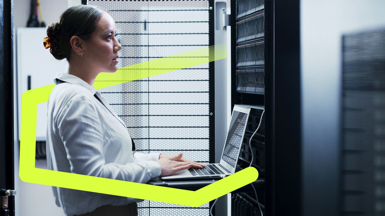 A worker in a data center.