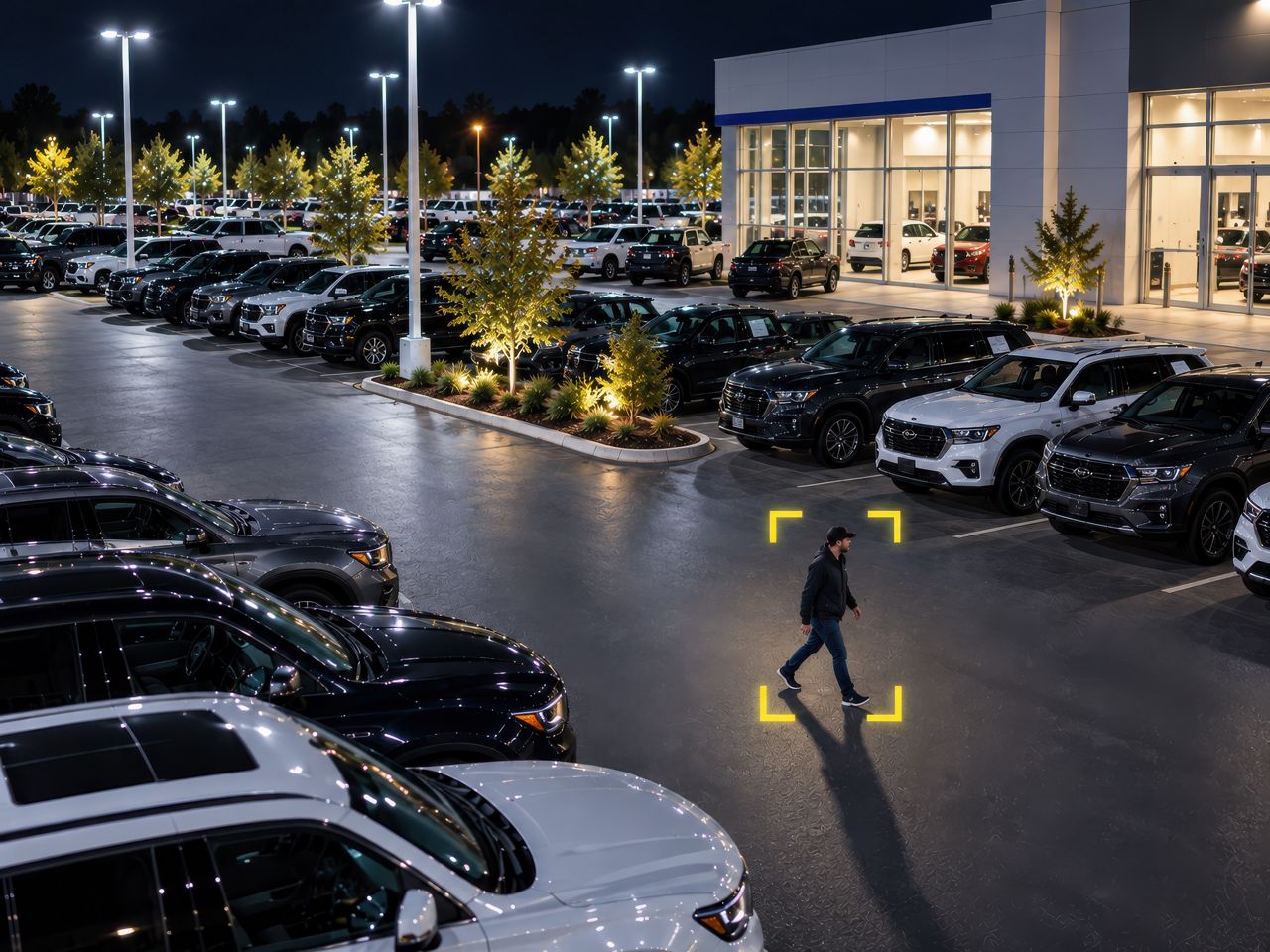 Man being tracked by a security camera