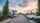 Morning sunrise at opening of car dealership