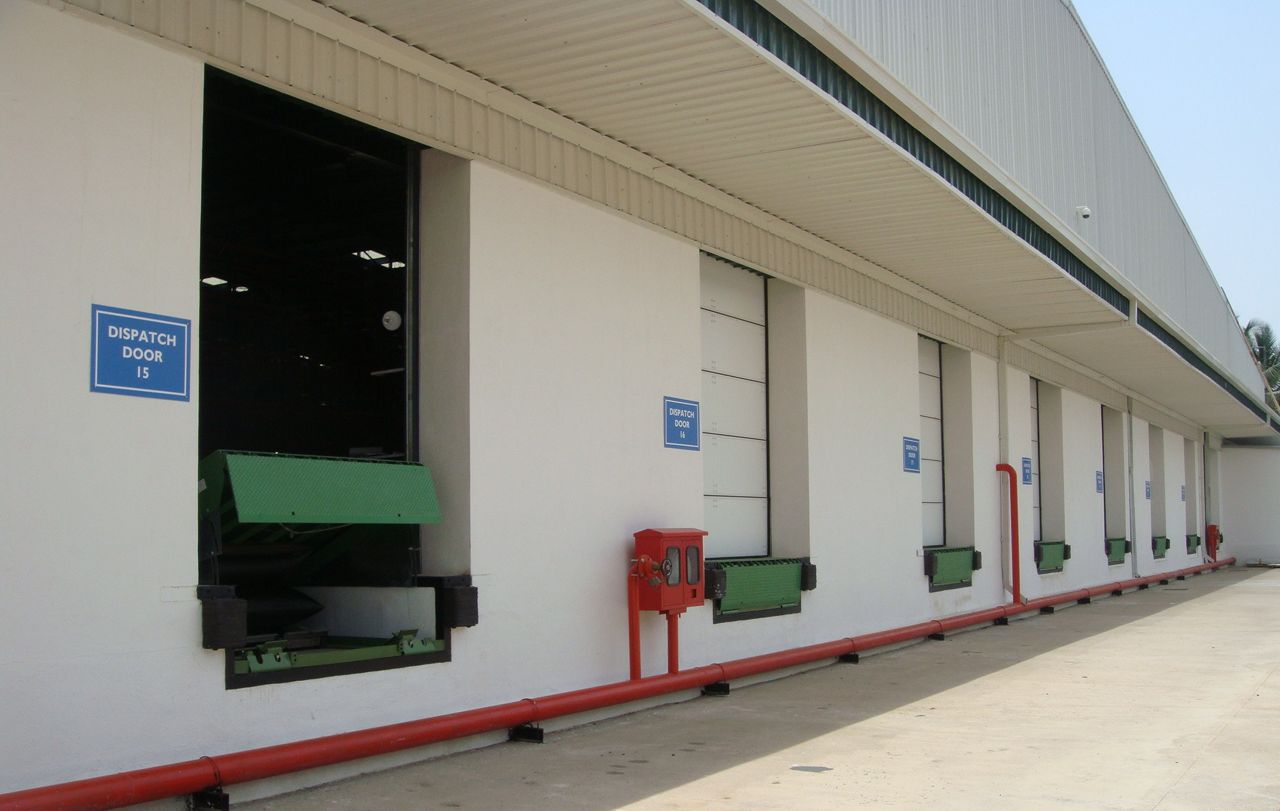 Warehouse dock doors reading for loading with one door open