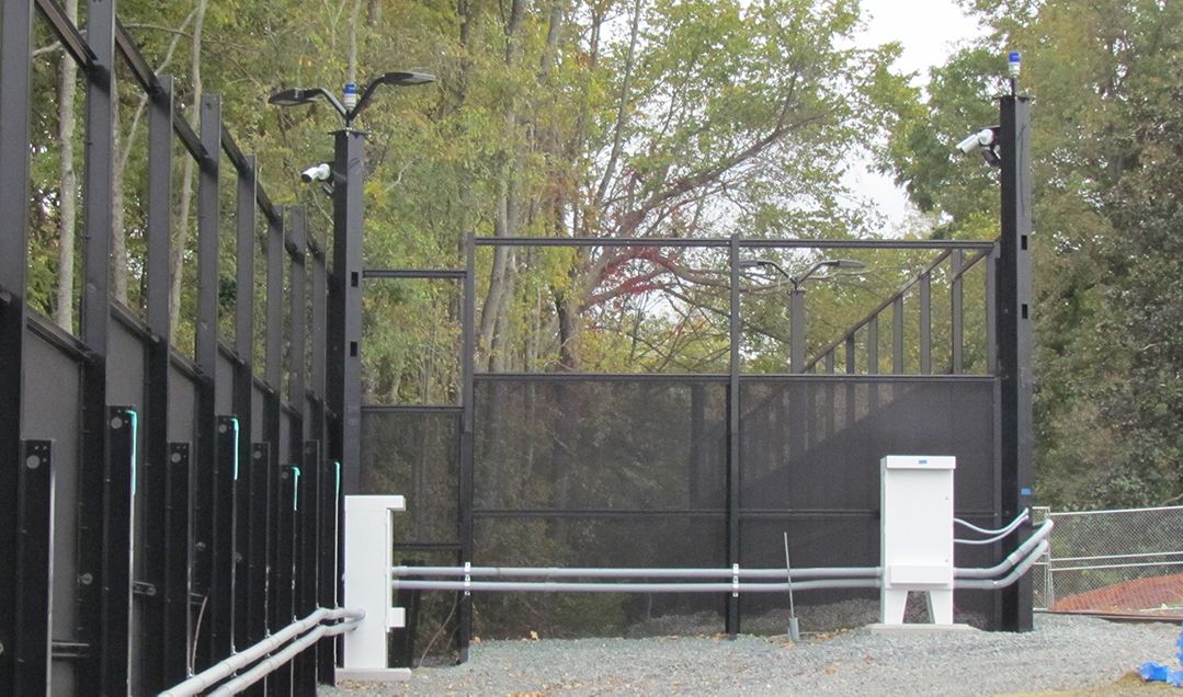 Matrix installed at a large power utility site with additional conduits and tech posts attached.