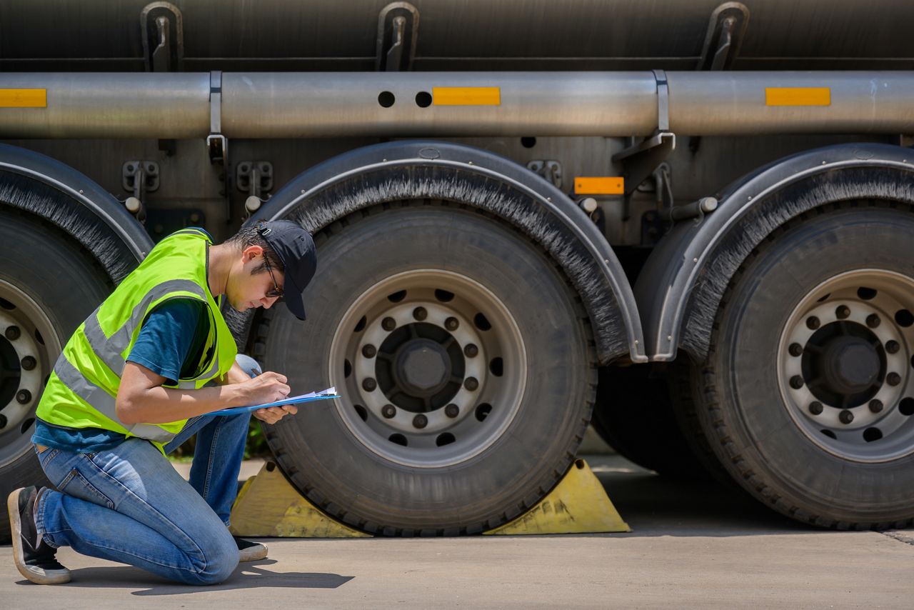 Man inspecting fleet vehicles