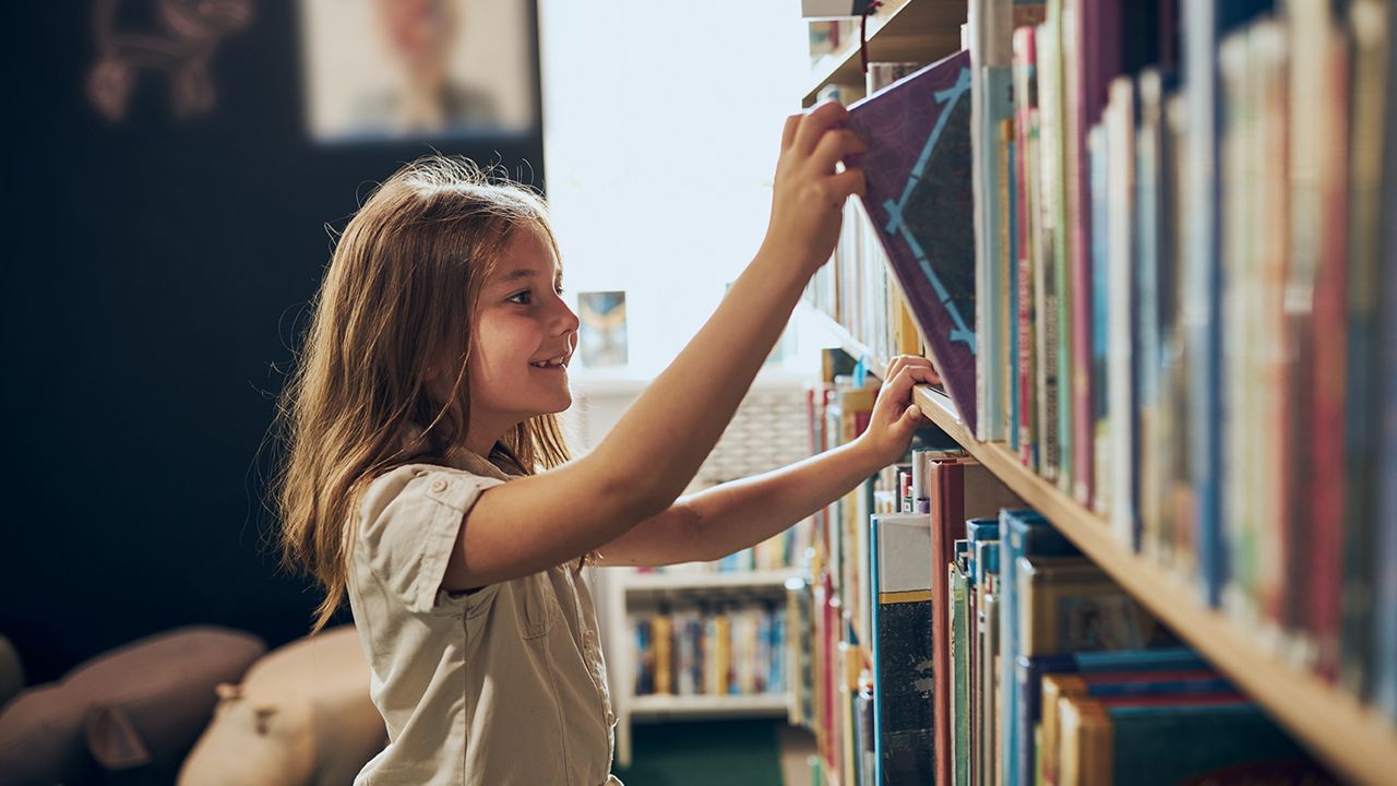 Girl in library