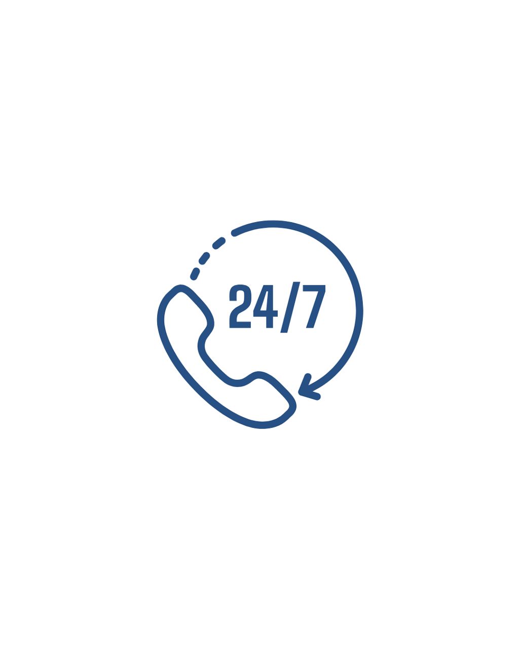 Grafik eines Telefons mit der Bezeichnung 24/7 daneben