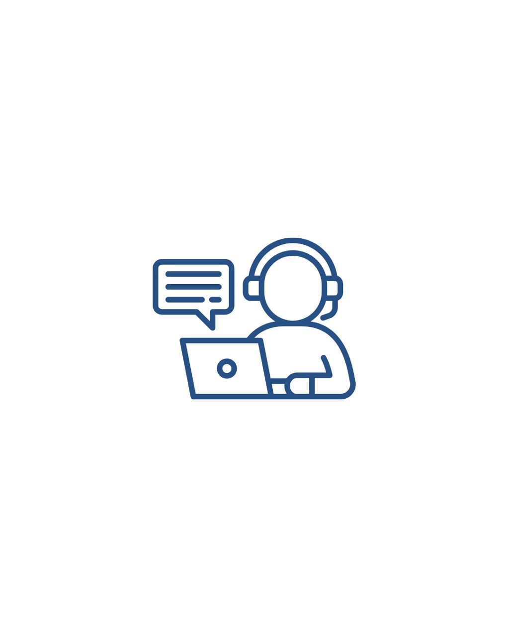 Grafik einer Person, die ein Headset trägt und am Laptop sitzt
