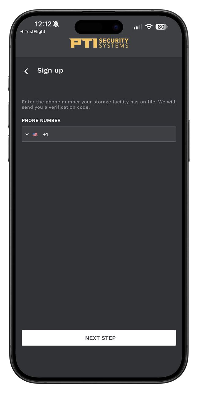 Enter your phone number in StorID to get a one time password