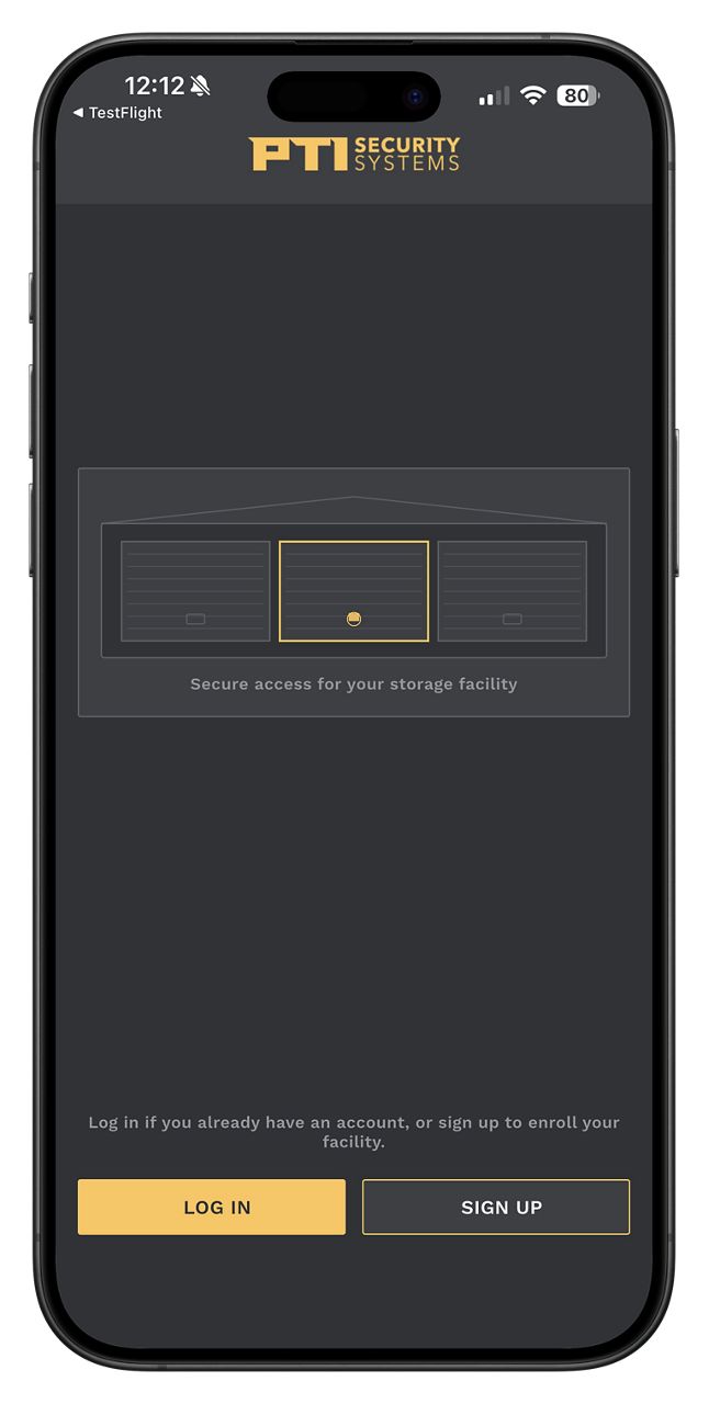 StorID sign up screen on iPhone