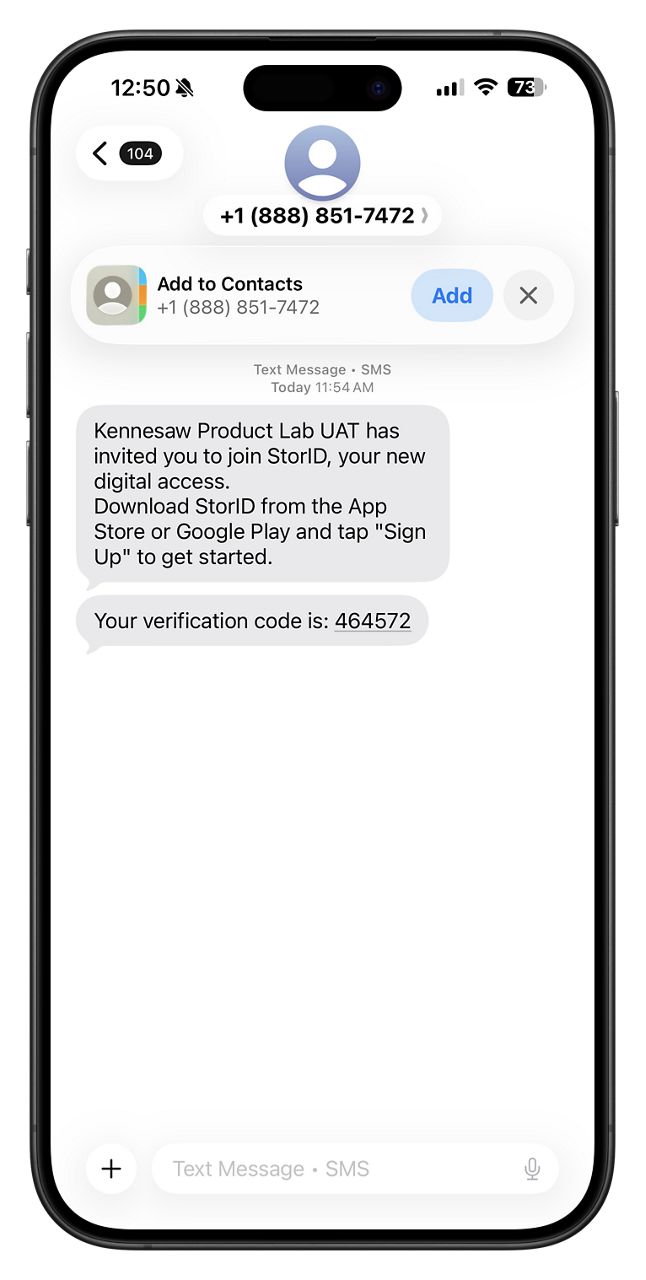 StorID login info on iPhone
