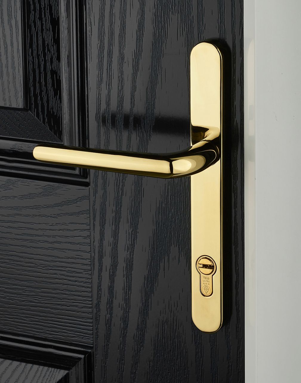 ProCore Door Handle in Gold Finish fitted onto a  door