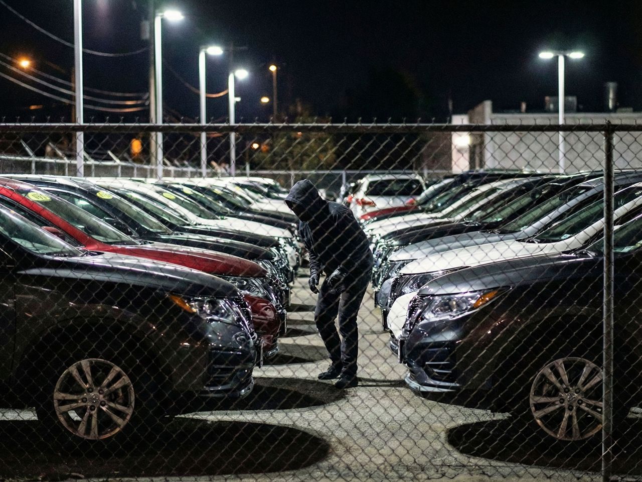 Intruder at car dealership after hours