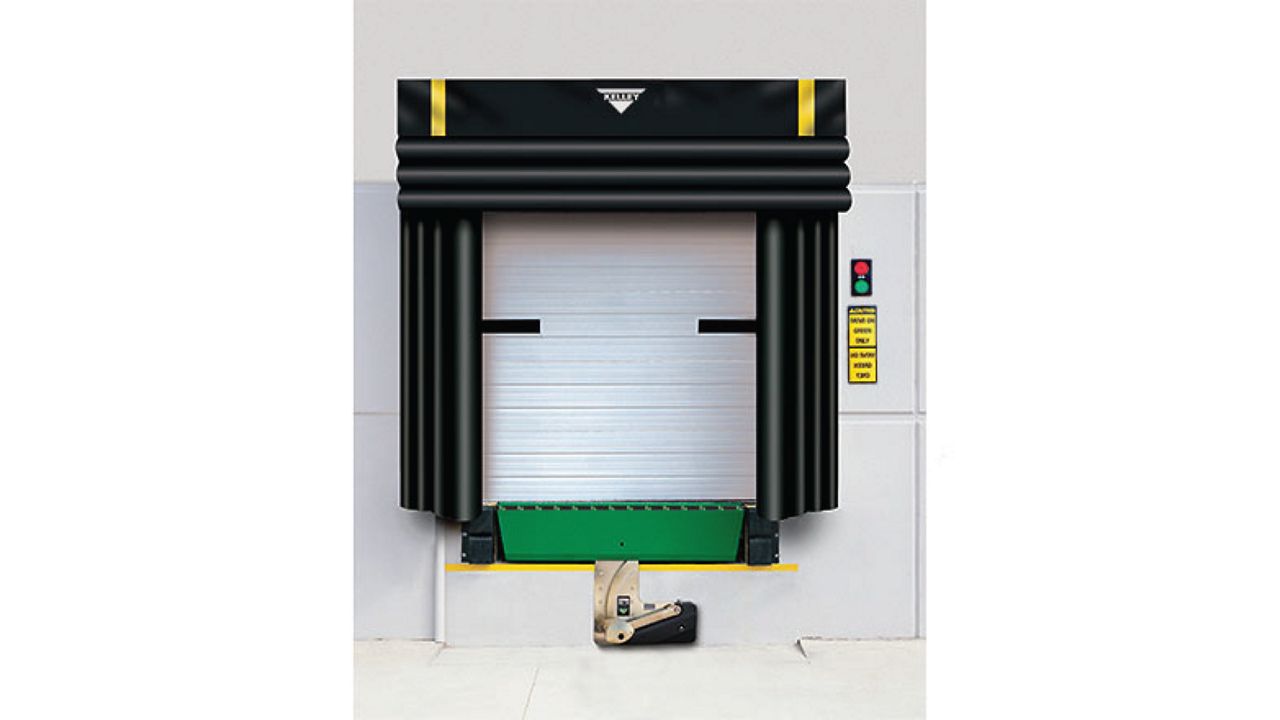 An inflatable dock shelter designed for wider and taller doorways, suitable for docks serving various vehicle sizes, including those with extended tailgates or hydraulic lifts. It provides full width and height access to the interior of trailers.