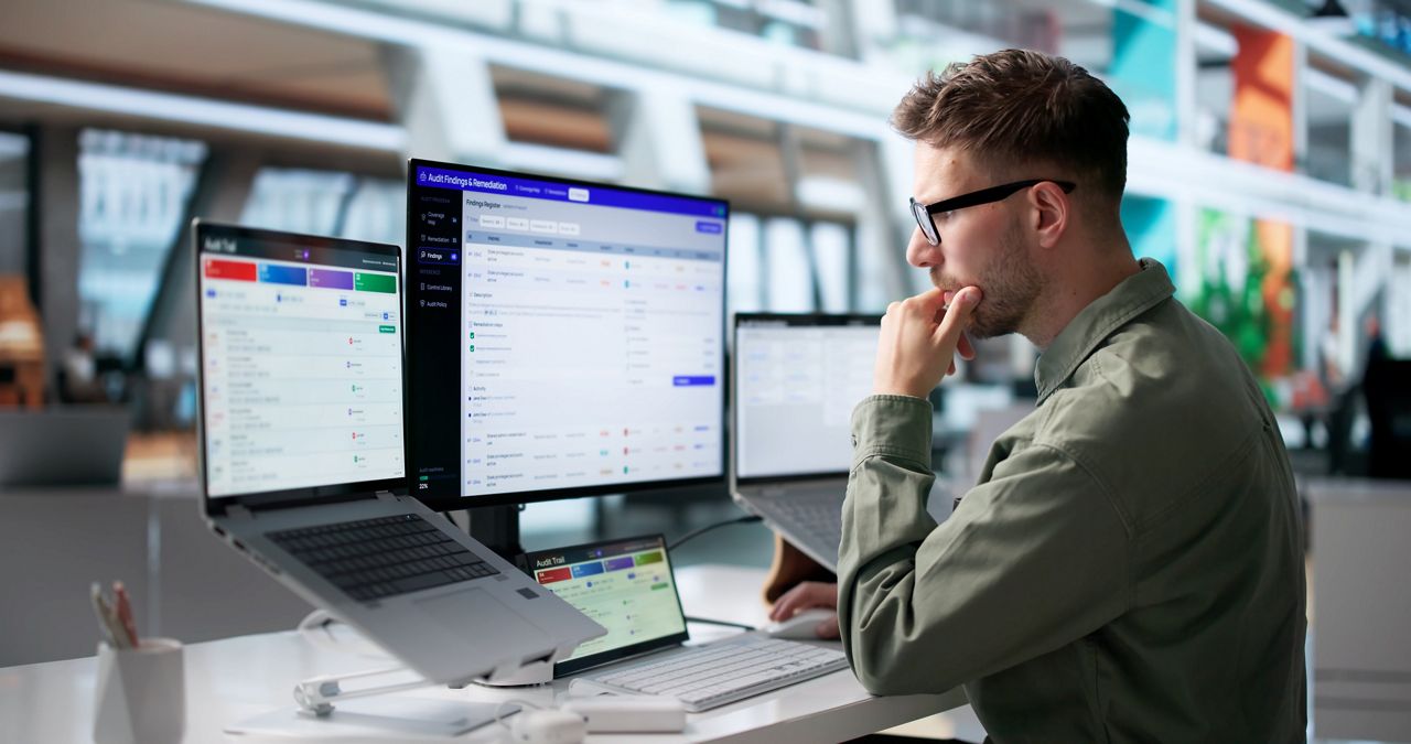 Man at Security Workstation