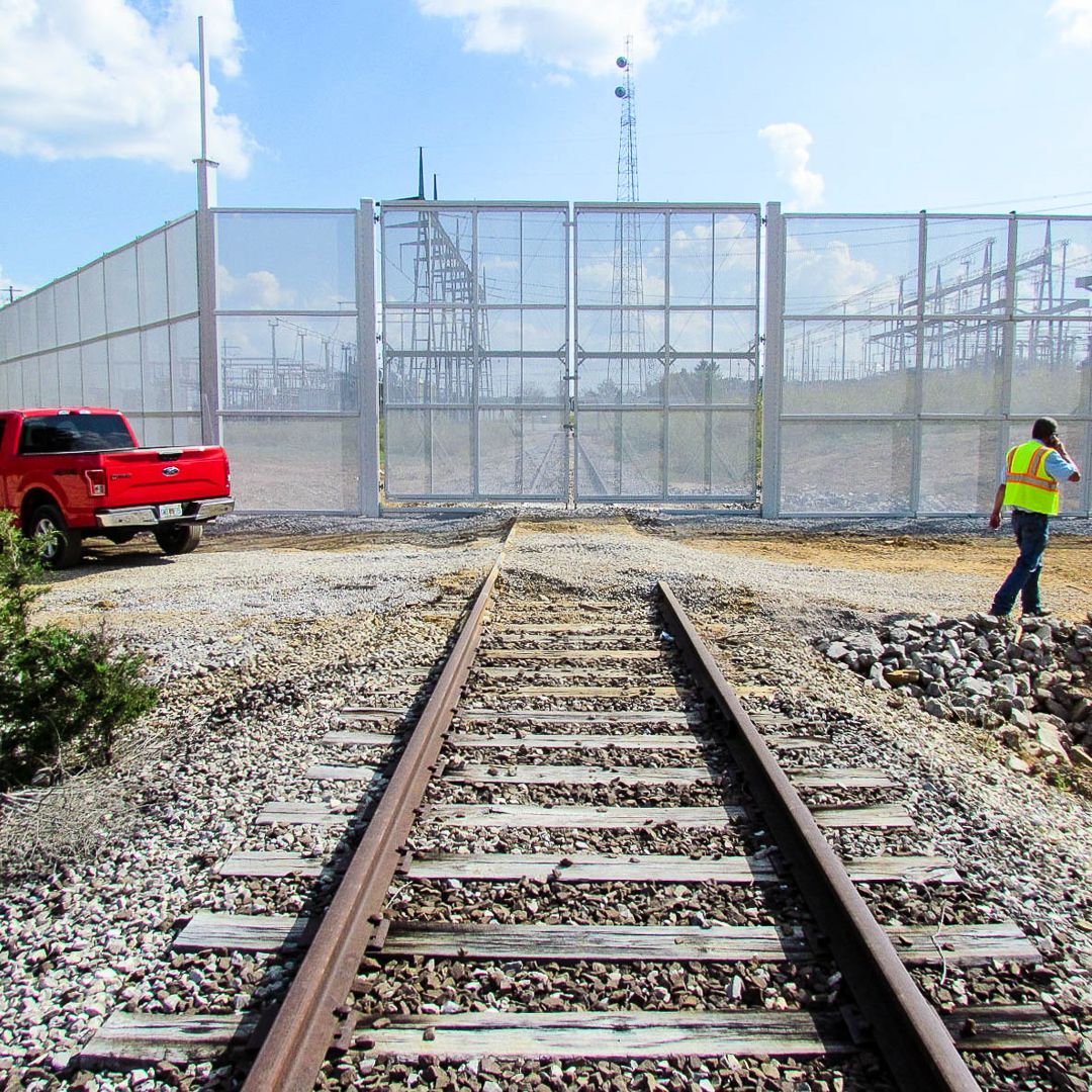 Matrix and double swing gate with expanded metal steel mesh
