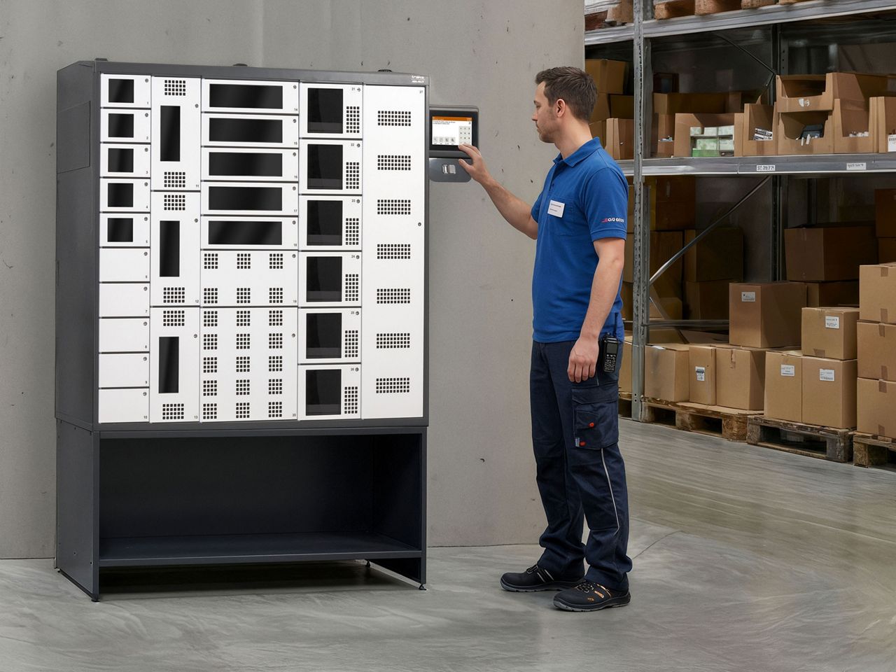 Traka locker system in retail back-of-house environment
