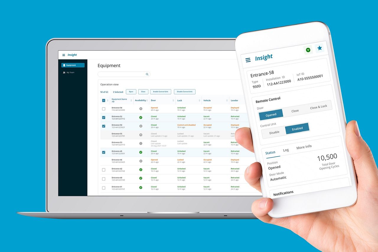 ASSA ABLOY Insight dashboard v desktopové a mobilní verzi