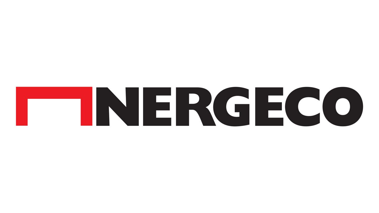 The Nergeco logo in black and red. 
