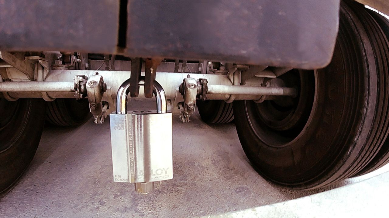 ABLOY lock at the bottom of a truck