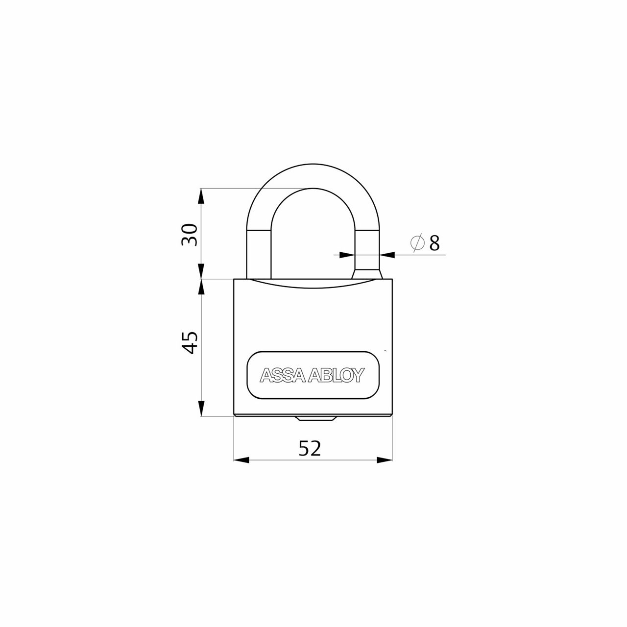 Image: CY100 Padlock by ASSA ABLOY with satin nickel finish and 8mm stainless steel shackle