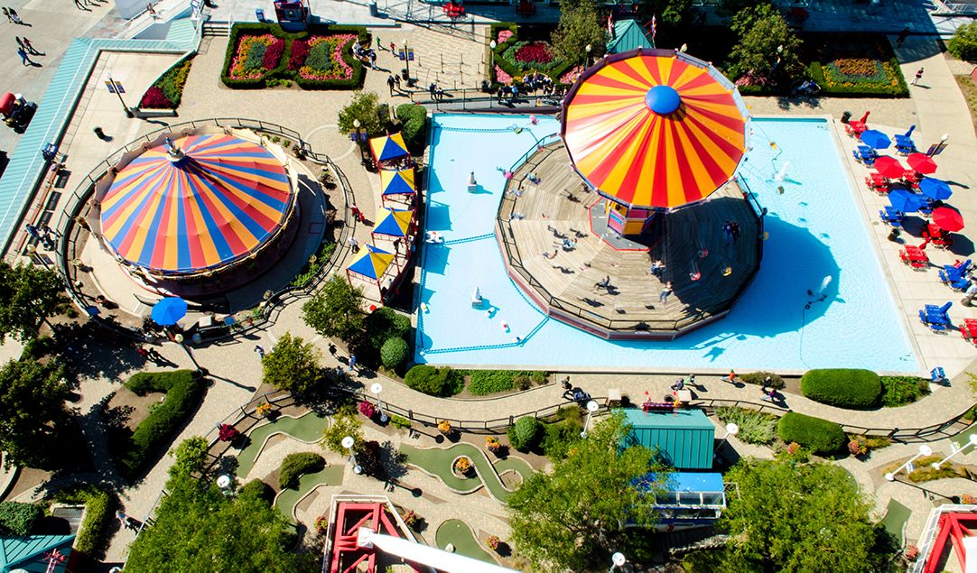 A theme park and water park from above.