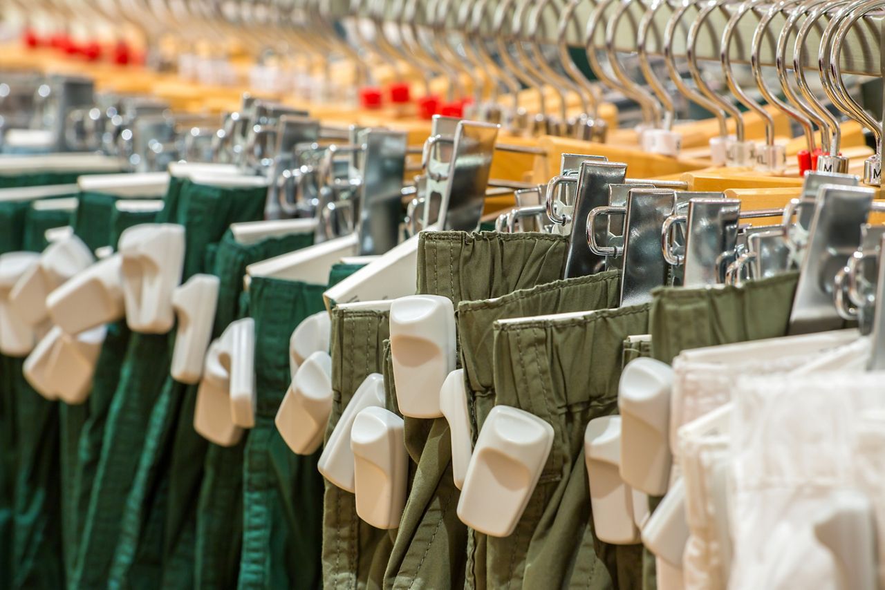 Retail security tags on clothing