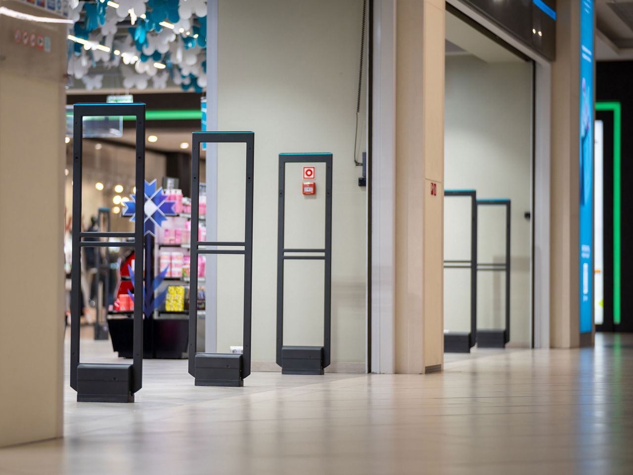 Security gates at a retail store