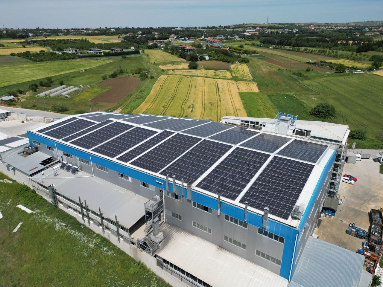 solar panels on factory roof