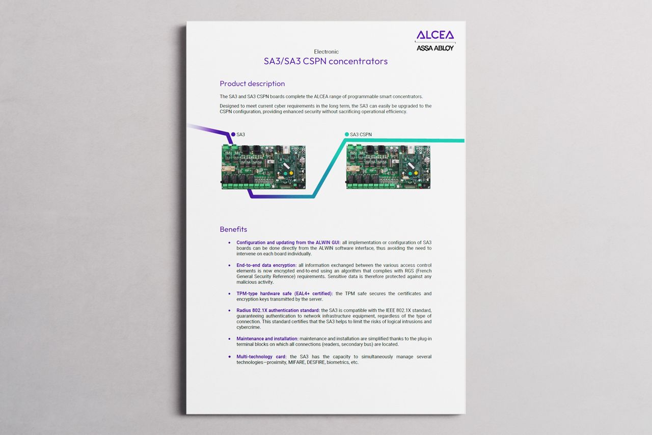 A mockup of the SA3 product sheet