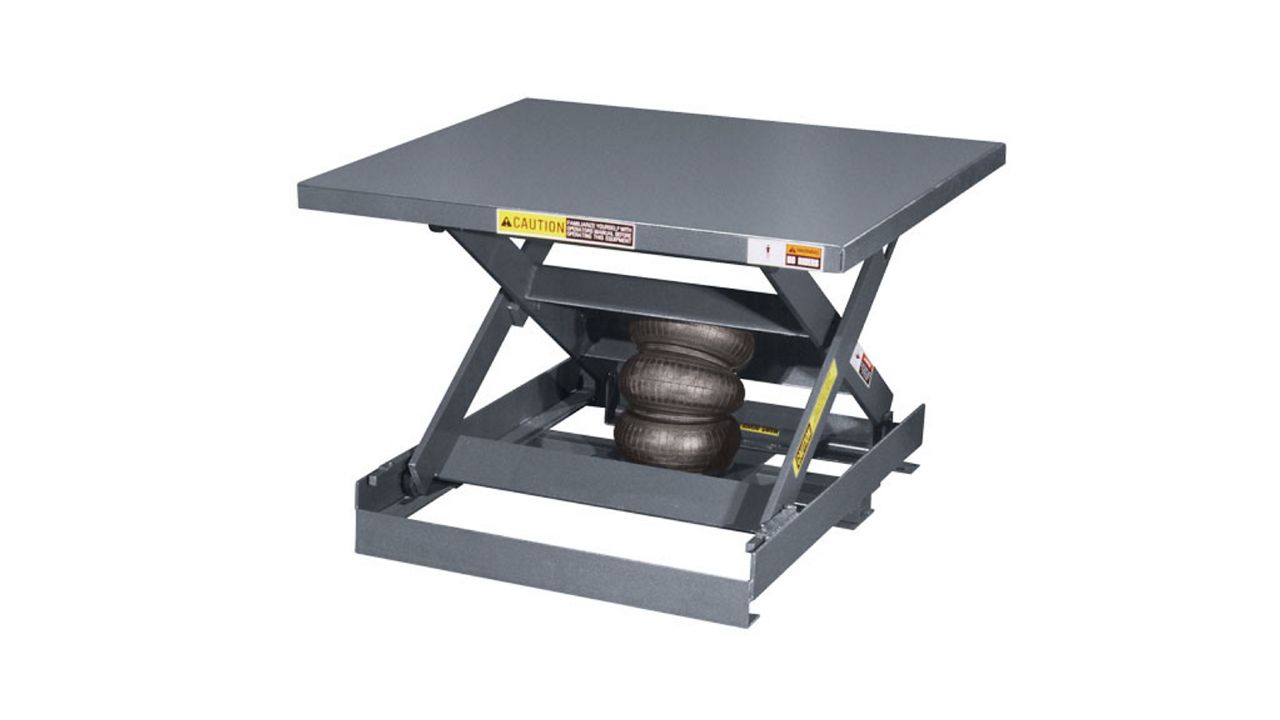 A gray air lift on a white background