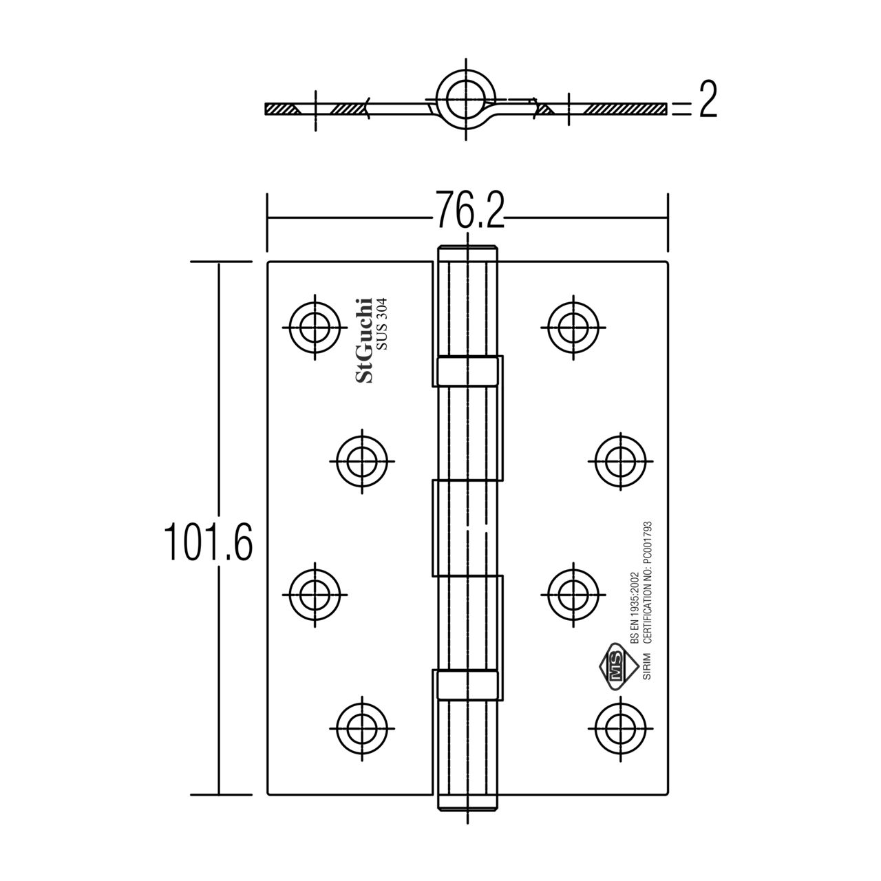 Image: SGDH-743020-SS 2BB 4 x 3 x 2mm