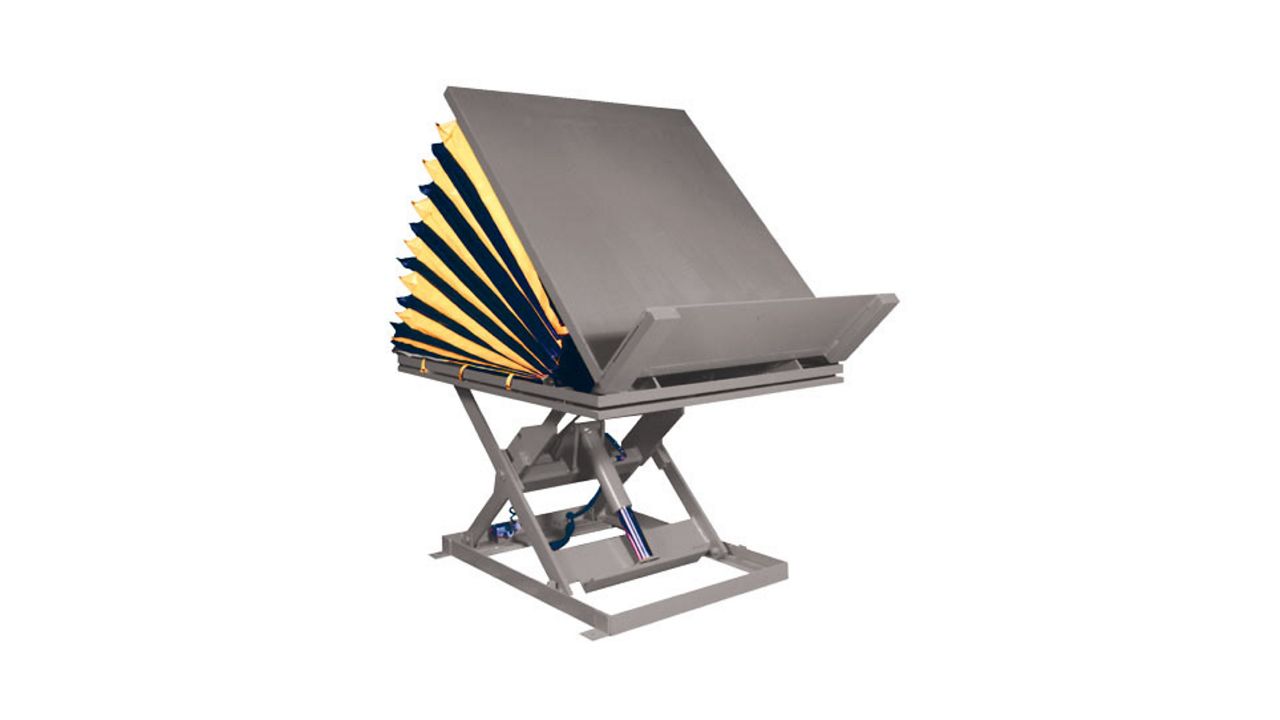 A gray tilter lift on a white background