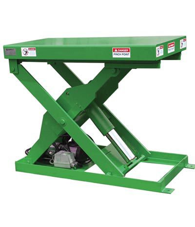 A Kelley green dock lift on a white background