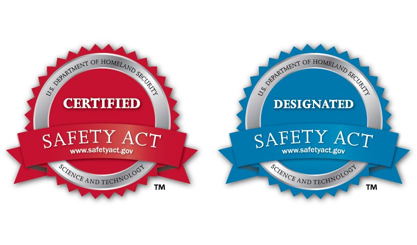 SAFETY Act Certified and SAFETY Act Designated badges