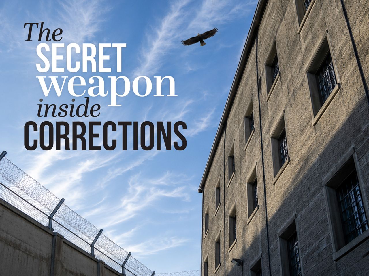View of prison yard and sky