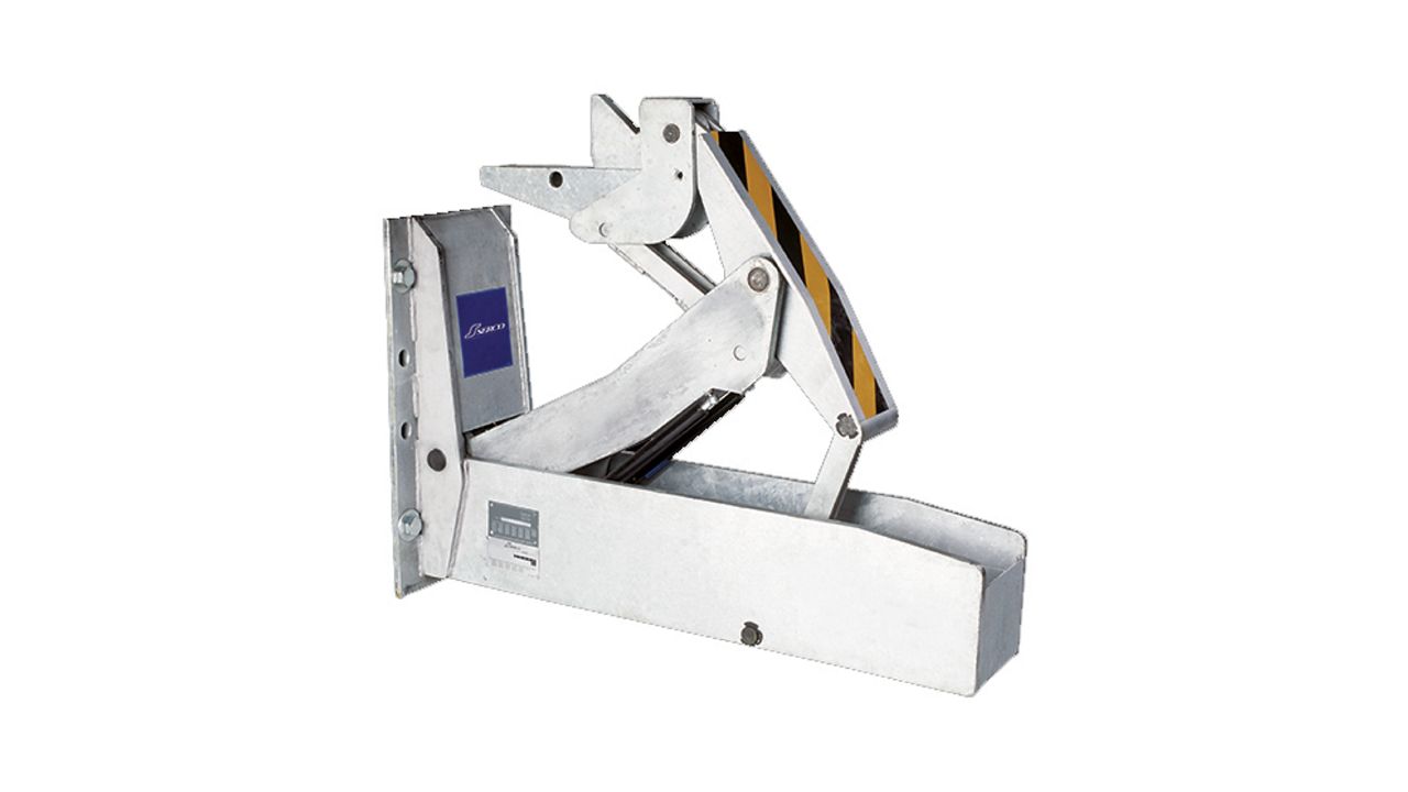 Image: The SL Manual Vehicle Restraint with controls on a white background