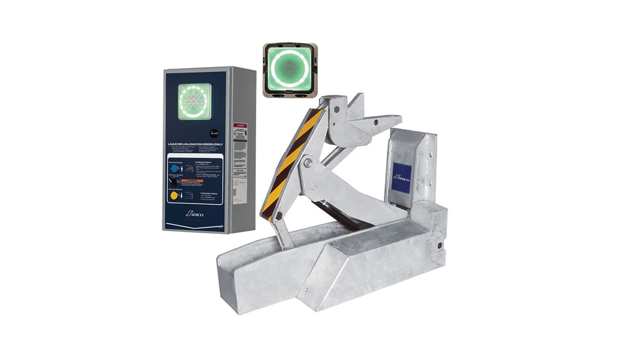 The SL Powered Vehicle Restraint with controls on a white background