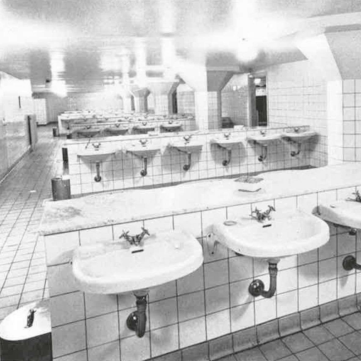 Historical picture from modern toilet rooms in ASSA's factories in Eskilstuna.