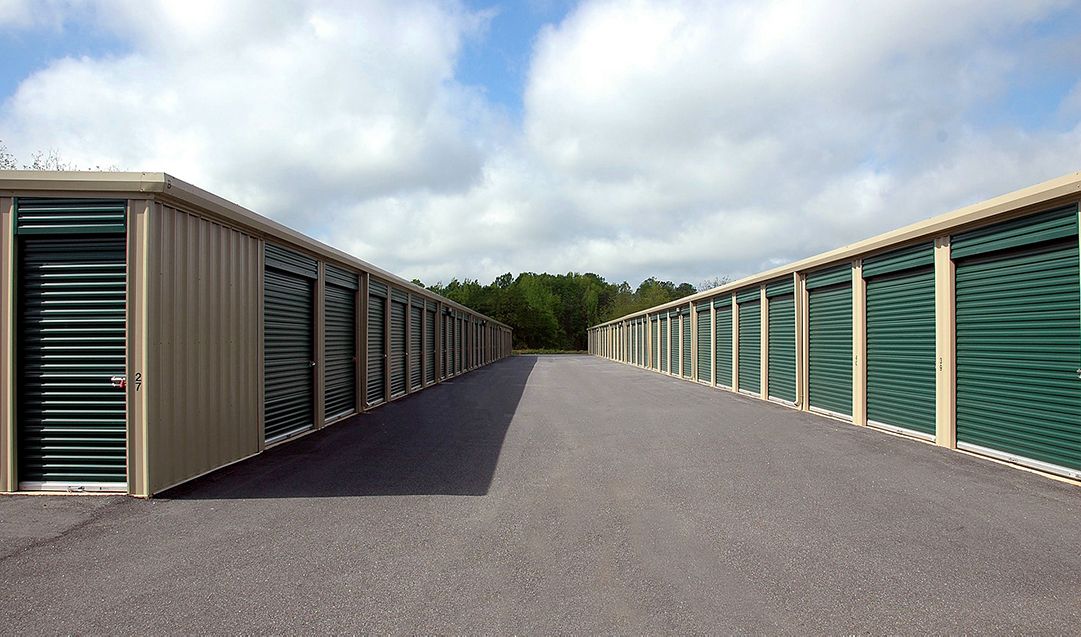 An outdoor self-storage facility.